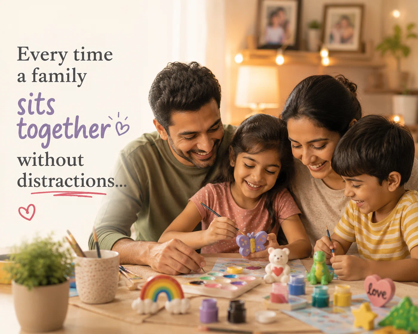 Family spending screen-free creative time with an Archmit Crafts kit
